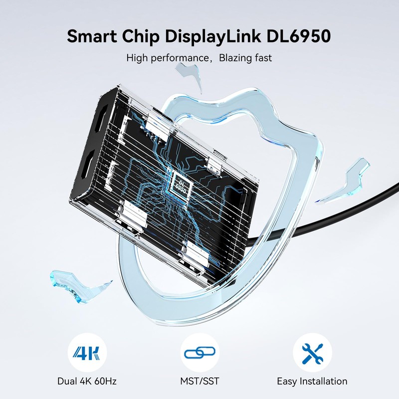 ACASIS USB C DisplayLink Adapter, 4K@60Hz DisplayPort Docking Station for