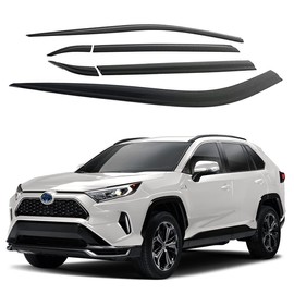 AUTOCLOVER Tape-On Rain Guards Window Visors 6 Pcs Set for Toyota Rav4 2019 2020 2021 2022 2023 2024 2025 / Window Deflectors, Out-Channel Vent Shades (Smoked)