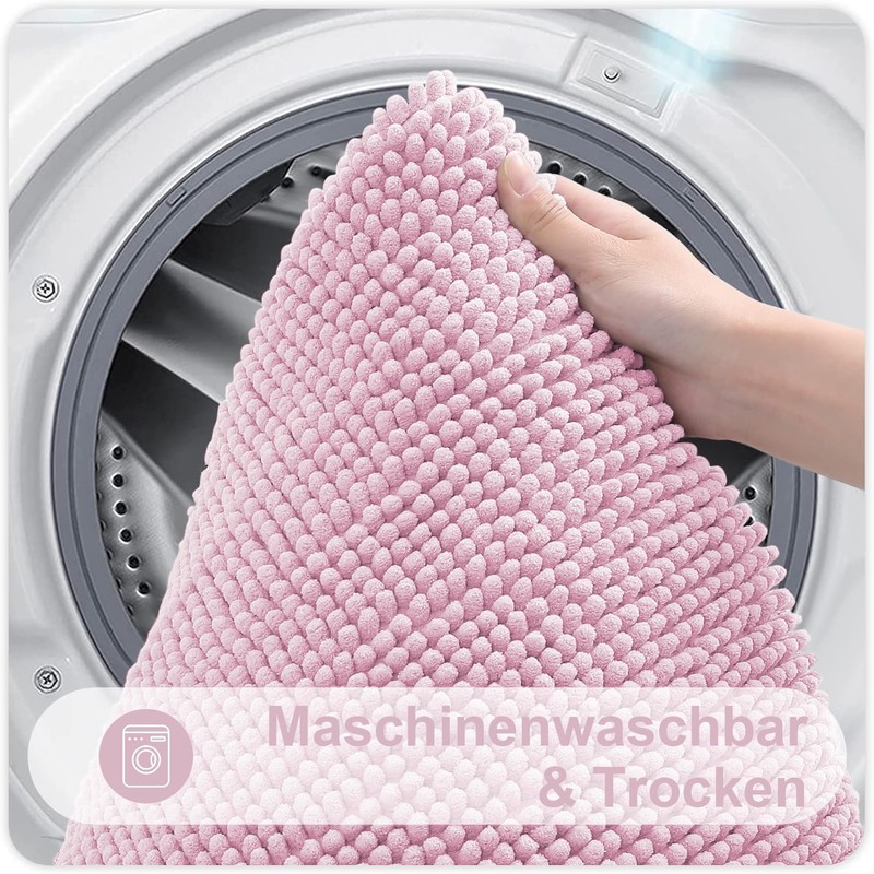Homaxy Chenille Bathroom Rug, Non-Slip Bath Mat, Washable Bath Mat,