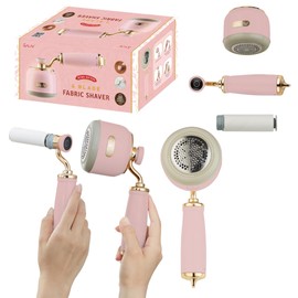SALAV® Retro Edition 2-in-1 Rechargeable Fabric Shaver and Lint Roller, 6-Blade System, Removes Fuzz and Pilling on Fabrics, Includes Charging Cable (Rose)