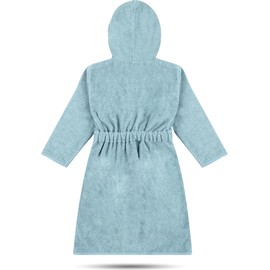 normani Children's Bathrobe on 100% Organic Cotton Bath Towel for Boys and Girls - Sustainable Terry Towelling Bathrobe Colour Sky Blue Size 134-140