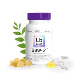 BSW-51 Suplemento Alimenticio (Boswellia Serrata AprèsFlex® + Ácido Hialurónico + Piperina) 30 cápsulas de 860 mg cada una para mejorar la movilidad y