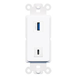 RiteAV USB-3 USBC Rocker Insert Wall Plate Module [White]