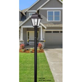 Solus 7-Foot Direct Burial Lamp Post – Aluminum Outdoor Light Pole with Decorative Cross Arm & Dusk-to-Dawn Sensor – Fits 3" Fixtures – Black, Bronze, or White – Made in USA (Black, Single)