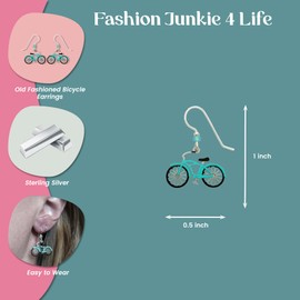 FashionJunkie4Life Old Fashioned Bicycle Earrings w/Sterling Silver Ear Wires