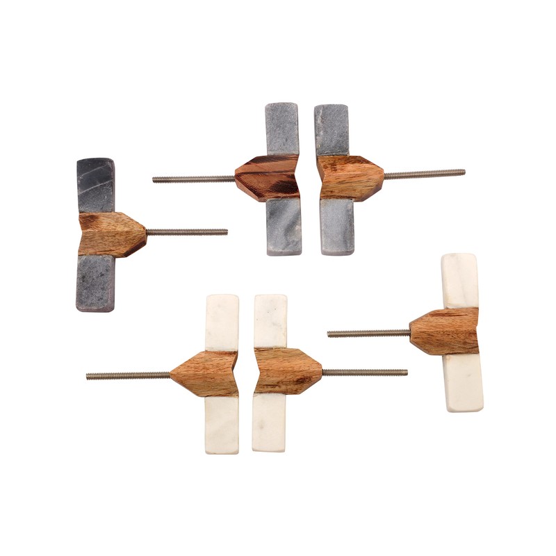 Nacnic Set of 6 rectangular stone and wood knobs. 63