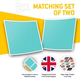 2 x 10cm Square Vinyl Stickers - Aqua Teal Green Triangle Pattern Decals 44128