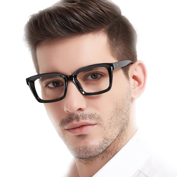 MARE AZZURO Retro Square Reading Glasses Men Large Readers 1.0