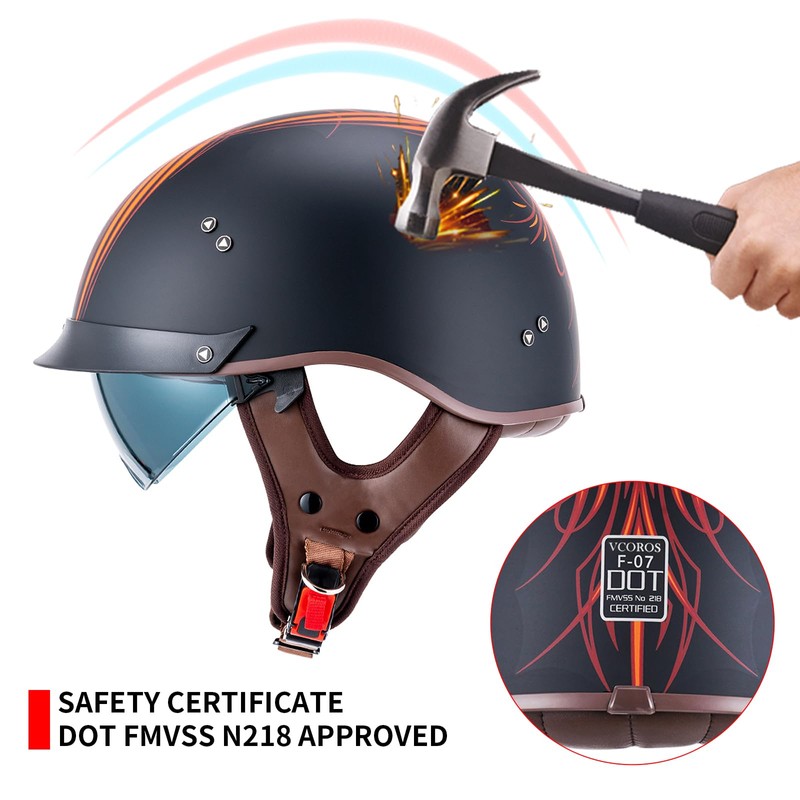 Half Motorcycle Helmets Open Face Sun Visor Quick Release Buckle
