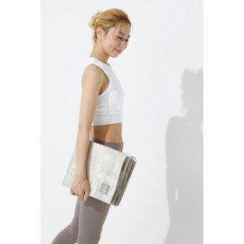 (Style Boat Market) aya Collaboration Folding Recovery Yoga Mat, Beige, Thick 0.1 inch (3 mm), Folding Pilates, Training, Fitness, Exercise Mat