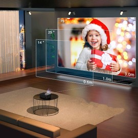 Pomya Mini Proyector HD 1080P Protección Ocular Cine en Casa Video Proyector Películas para Interiores Exteriores, Admite Fuente de Alimentación Móvil,Puerto Tipo C, Interfaces Múltiples