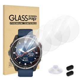 riwoauoo 5 Pack Screen Protector for Garmin quatix 8 51mm,Charger Port + Invisible HD Clear 9H Tempered Glass Protective Film,Anti-Scratch & High Sensitive & Bubble Free