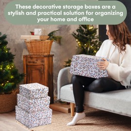 Hallops Gift Boxes - Nesting Box - Decorative Treasure Chest Stackable Paperboard Containers with Fitted Lids - Sturdy Storage Boxes for Clothing or Garment - Gift Wrapping