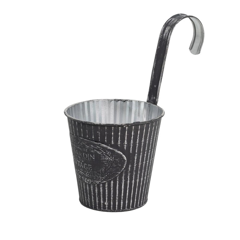 DARO DEKO Metal Hanging Pot, Grey, Diameter 13 cm, Set
