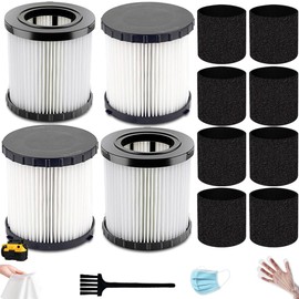 4 Pack DCV5801H HEPA Filter Compatible with DEWALT DCV580H, DCV581H 20V MAX Wet/Dry Vacuum, with 8 Foam Sleeve Filters & 1 Brush