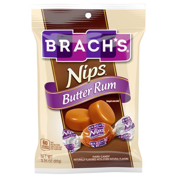 Brach's Nips Butter Rum Flavored Hard Candy, 3.25 ounce, Pack of 12