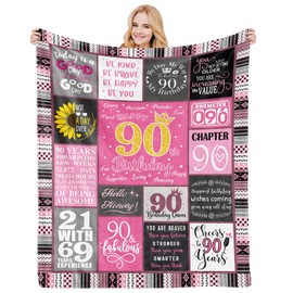 COZYCRIB 90th Birthday Gifts for Women Blanket Gifts Throw Blanket 90th Birthday Decorations Birthday Presents for Her Wife Mum Women Sister Soft Flannel Blanket 50"x60"