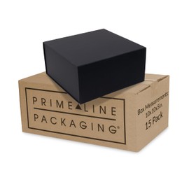 Prime Line Packaging Christmas Gift Boxes, Holiday Gift Boxes with Lids for Presents, Large Black Gift Box for Small Business Wrap, Weddings, Birthdays, Events, Bulk, 12x12x6, 15 Pack