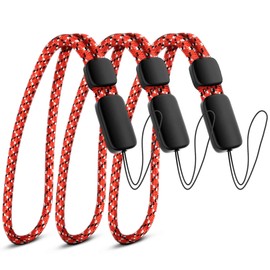 Empire Hand Wrist Strap Lanyard, Adjustable Lanyard Wrist Strap for Car Keys, Cameras, GoPro, Keychain, Phone, Portable Gaming Consoles & More (Pack of 3 - Black & Red Finger Strap)