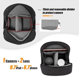 Cwatcun Small Camera Bag Shoulder Camera Bag for Photographer Canvas Water Resistant DSLR Sling Camera Bag Compatible with Nikon Sony Lightweigth