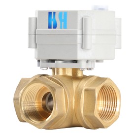 HSH-Flo 3 Way 1" 12V/24V AC/DC L Type Auto Return Brass Electrical Position Feedback On/Off Motorized Ball Valve