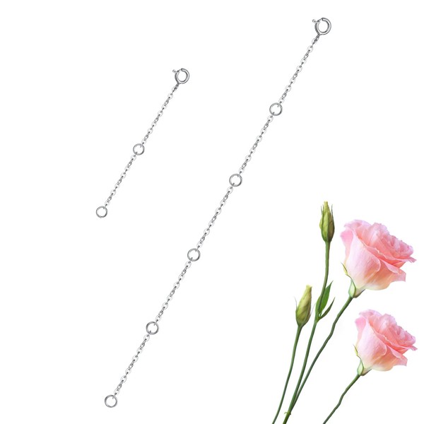 GinoMay Sterling Silver Necklace Extenders Chain Set of 2 Pcs