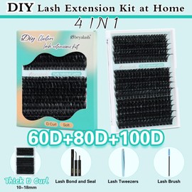 DIY Lash Extension Set Fluffy Wimpern Extensions Wimpern Extensions Set 60D+80D+100D Wimpernverlängerung Set 10-18mm Lash Cluster Set D Curl Eyelash Extensions Kit by Obeyalash(275pcs D Curl 10-18mm)