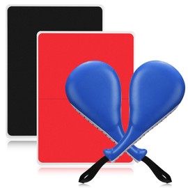 Lenwen 4 Pcs Taekwondo Training Set, 2 Rebreakable Taekwondo Breaking Boards & 2 Kick Pads for Martial Arts Training Karate Equipment Punching Target Youth Beginners (Blue-red-Black,0.39'',0.63'')