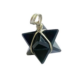 CRYSTALMIRACLE CRYSTALMIRACLE Black Agate Merkaba Star Pendant Crystal Healing Fashion Jewelry Gift Handcrafted Accessory