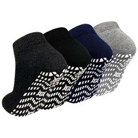 PUTUO Non-Slip Socks for Men Stopper Socks: Non-Slip Socks with Nubs for Men ABS Non-Slip Socks Cotton Sport Studded Socks 4 Pairs 39-46, Multicolor - 4 Pairs