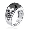 Bonlavie Celtic Knot Signet Ring for Men, Square Cut Black