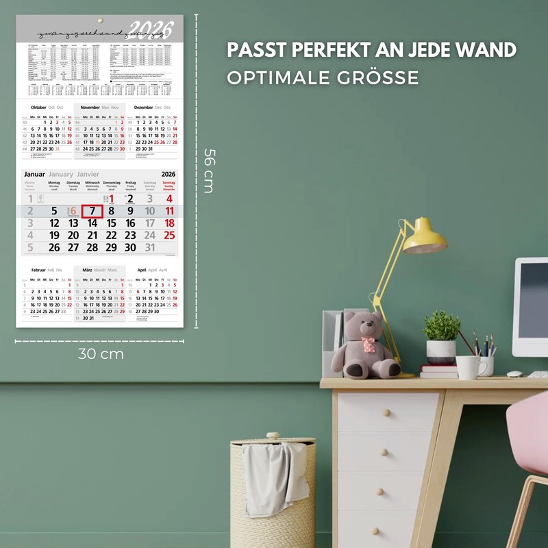 Calendar 2026 Wall Calendar with Slider 7 Months - Large