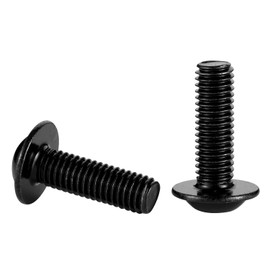 M6-1.0 x 12mm Flanged Button Head Socket Cap Screw Bolts, Allen Socket Drive, Stainless Steel 18-8 (304), Black Finish, Quantity 50