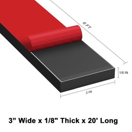 Rubber Tape with Adhesive Backing - 3" Wide x 1/8" Thick x 20" Long, Neoprene Rubber Seal Strips for DIY Warehouse Flooring Gasket Pads Padding Matting Crafts Protection