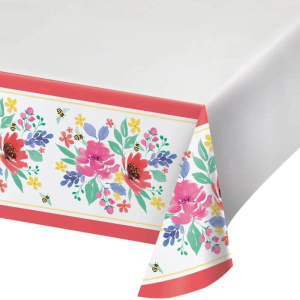Creative Converting Fragrant Flowers Paper Tablecloth 54" x 102" Floral