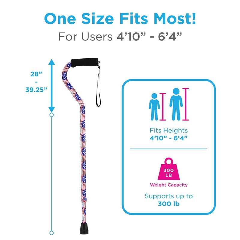 Nova Joy Designer Offset Walking Cane for Seniors - Unisex