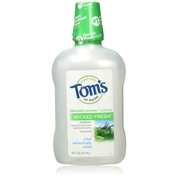 Tom's of Maine Wicked Fresh Mouthwash, Cool Mountain Mint, 16 Fluid Ounces