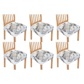 Garucesta Dining Chair Seat Covers Set of 6 Replacement Seat Cover for Dining Room Chair Washable Removable Decorative Chair Cushion Slipcover Protector for Kitchen Office Decor, Marble Gray White