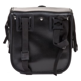 Leather Motorcycle Sissy Bar Bag with Braid, Fringes, and Concho