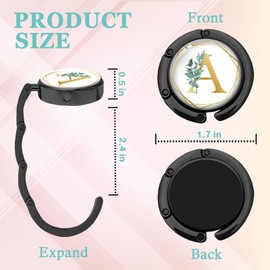 KANGYUSO Gold Initial Foldable Purse Hook Gifts, Eucalyptus Letter Handbag Hanger, Women's Bag Hanger Holder, Round Purse Table Hook, Funny Desk Decor Gifts for Women Coworker Friend (Eucalyptus A)