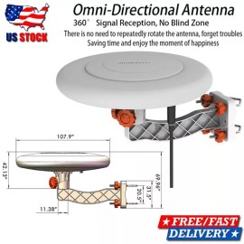 Leadzm HDTV Outdoor Amplified TV Antenna 360° Omni-Directional Digital HD 1080P 4K