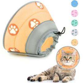 Supet Cat Collar, Adjustable Collar Cat Collar, Recovery Collar, Soft Collar Cone After Surgery and Injuries for Puppies, Small Dogs and Cats (Orange, M)