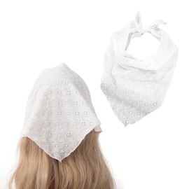 ShiningUU Hair Bandanas for Women White Trendy Versatile Head Scarf | Lace Crochet Head Scarf | Turban Headbands for Women | Boho Adjustable Bandana Headband & Hair Kerchief (White)​