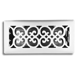 Sierra Grates 4" x 14" Victorian Design Steel Floor Register in Glacier White Finish for Floor l- Decorative Air Vent Covers- Floor Register 4” x 14”