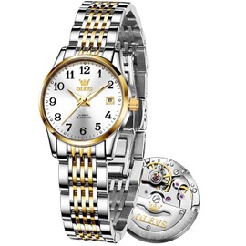 OLEVS Automatic Watches for Women Self Winding Waterproof Womens Watch Gold Silver Women's Wrist Watches Water Resistant Dress Analog Ladies Watches