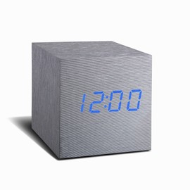 Gingko Cube Aluminium Click Clock-White LED