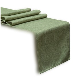 Aiking Home Solid Faux Linen Unlined Table Runner 13 by 72 inches - Moss