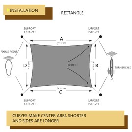 COARBOR 12'x14' Sun Shade Sail with Hardware Kit Rectangle Orange Sunshine Block Fabric Canopy Shade Cover Perfect for Patio Deck Yard Outdoor Garden