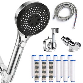 Gugolar Filtered Shower Head with Handheld, High Pressure 6-Mode Water Softener for Hard Water, 12 Replacement Filters, 75" Anti-Burst Extra Long Hose & Adjustable Bracket for Healthier Skin and Hair