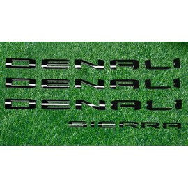 3D Letter Side Door Rear Tailgate Emblem Badge Nameplate Compatible for 2021-2023 Denali Sierra Set of 4Pcs (Gloss Black)